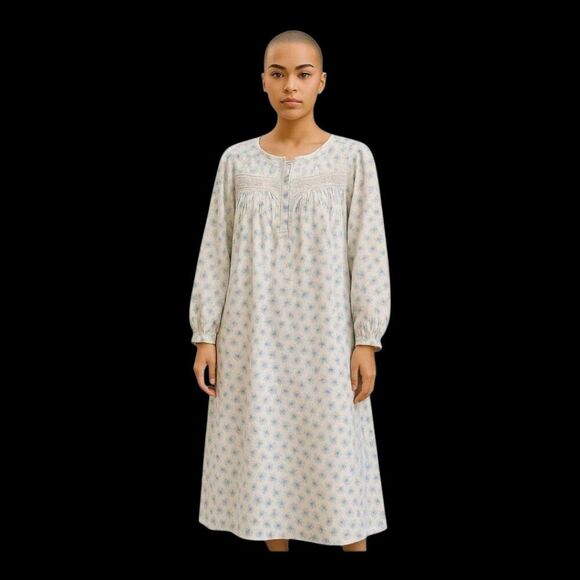 Croft & Barrow Flannel Nightgown Long Cotton Blue Snowflake Print Cozy Granny XL - Picture 1 of 12
